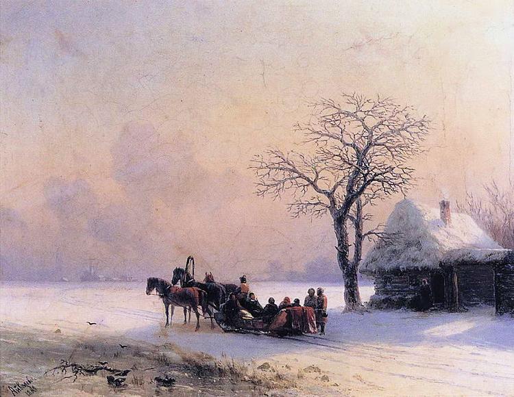 Ivan Aivazovsky Winter Scene in Little Russia oil painting picture